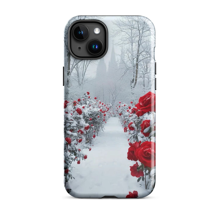 Snowy Rose Path Case | iPhone 11 - 16 Pro Max Winter Floral Shell | Iconskins