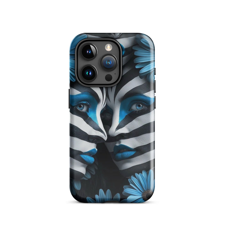 Blue Zebra Flowers Case | iPhone 11 - 16 Pro Max Bold Floral Design | Iconskins