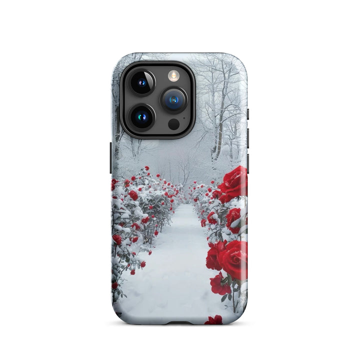 Snowy Rose Path Case | iPhone 11 - 16 Pro Max Winter Floral Shell | Iconskins