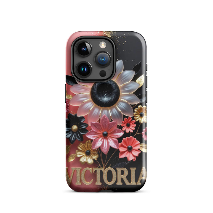 Black and Pink Floral Case – iPhone 15 Pro Luxury Shell | Icon Skins