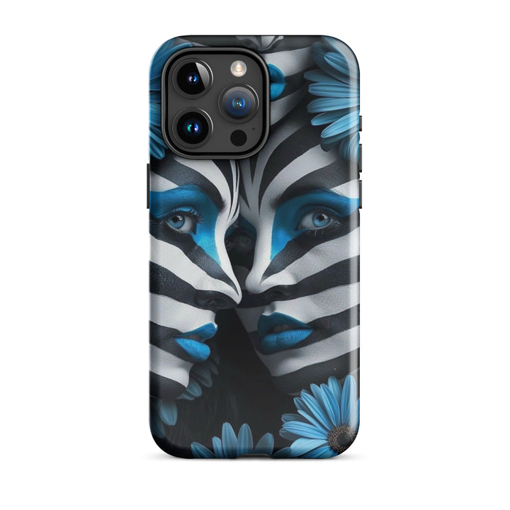 Blue Zebra Flowers Case | iPhone 11 - 16 Pro Max Bold Floral Design | Iconskins