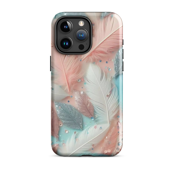 Feathered Glitter Finish Case | iPhone 11–16 Pro Max Shimmer Shell | Iconskins