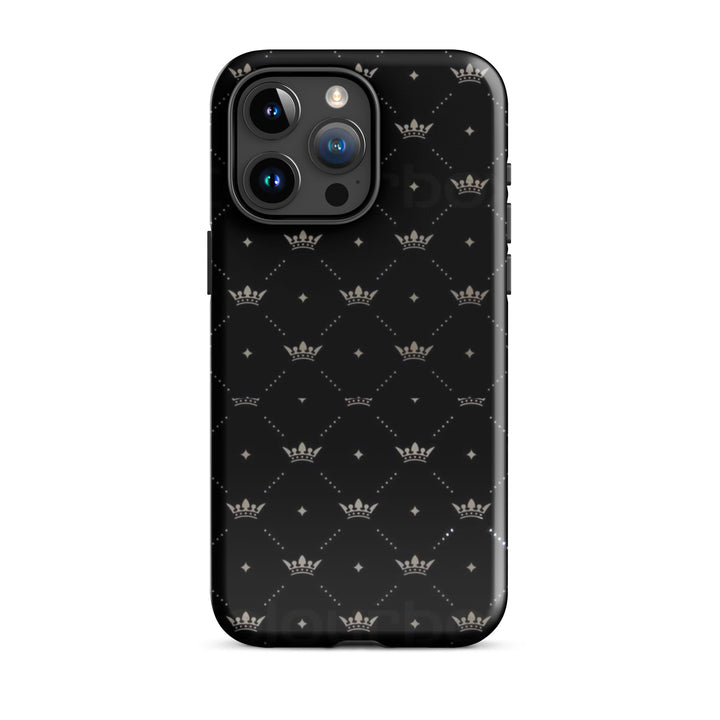 Black Crown Pattern Case | iPhone 11 - 16 Pro Max Royal Shell | Icon Skins