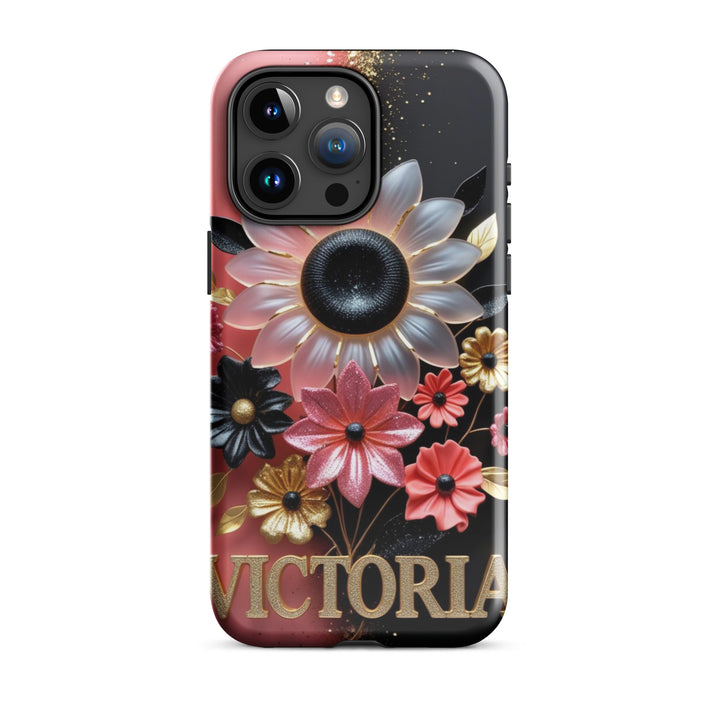 Black and Pink Floral Case – iPhone 15 Pro Max Luxury Shell | Icon Skins