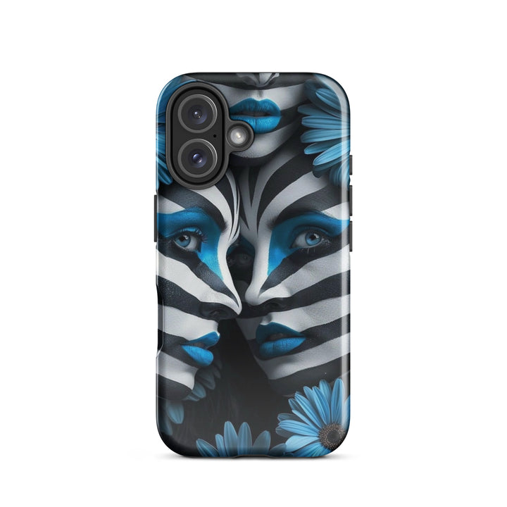 Blue Zebra Flowers Case | iPhone 11 - 16 Pro Max Bold Floral Design | Iconskins