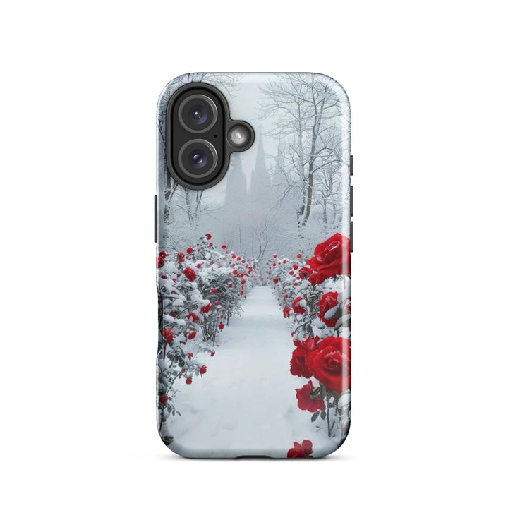 Snowy Rose Path Case | iPhone 11 - 16 Pro Max Winter Floral Shell | Iconskins