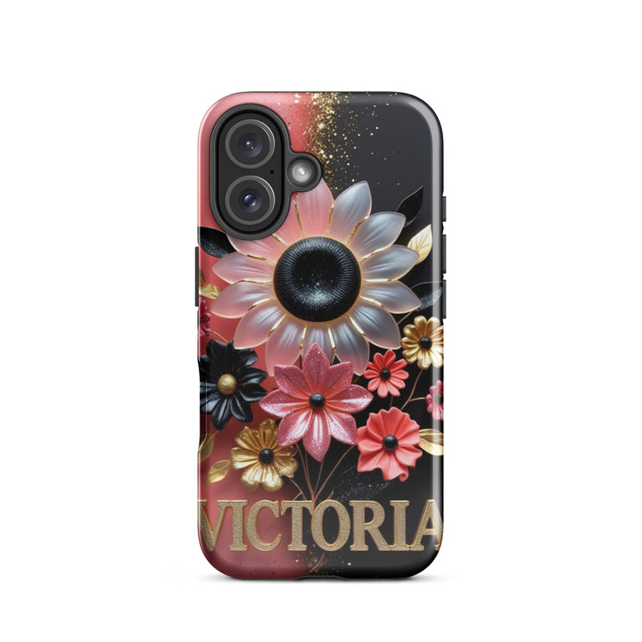 Black and Pink Floral Case – iPhone 16 Luxury Shell | Icon Skins