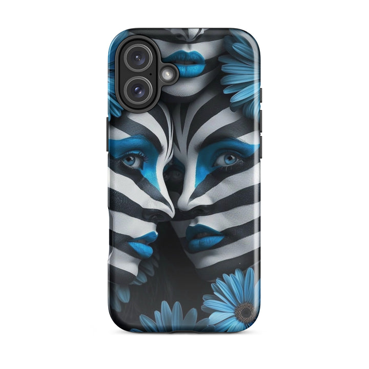 Blue Zebra Flowers Case | iPhone 11 - 16 Pro Max Bold Floral Design | Iconskins
