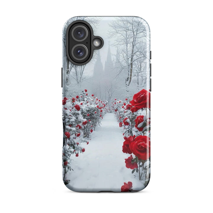 Snowy Rose Path Case | iPhone 11 - 16 Pro Max Winter Floral Shell | Iconskins