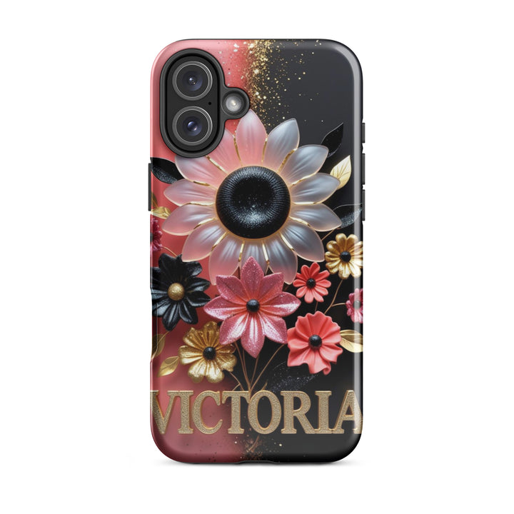Black and Pink Floral Case – iPhone 16 Plus Luxury Shell | Icon Skins