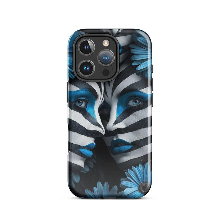 Blue Zebra Flowers Case | iPhone 11 - 16 Pro Max Bold Floral Design | Iconskins