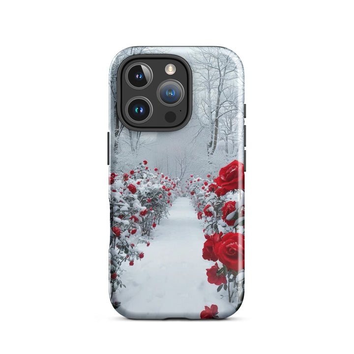 Snowy Rose Path Case | iPhone 11 - 16 Pro Max Winter Floral Shell | Iconskins
