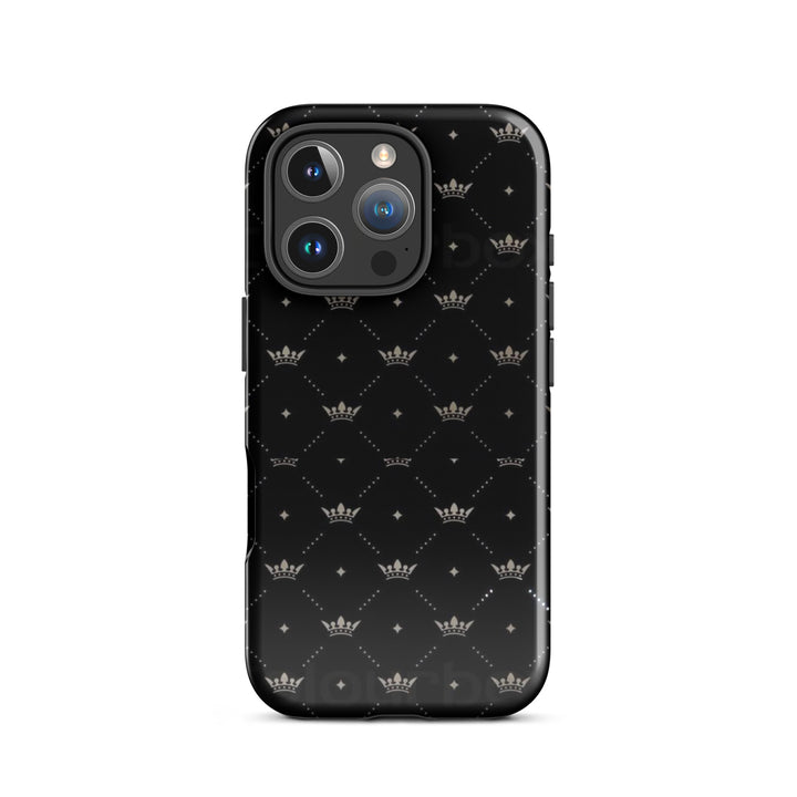 Black Crown Pattern Case | iPhone 11 - 16 Pro Max Royal Shell | Icon Skins