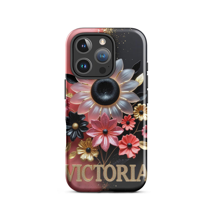 Black and Pink Floral Case – iPhone 16 Pro Luxury Shell | Icon Skins
