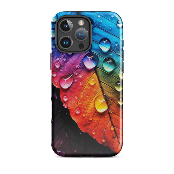 Rainbow Leaf Drops | iPhone 11 - 16 Pro Max Colorful Nature Shell | Iconskins