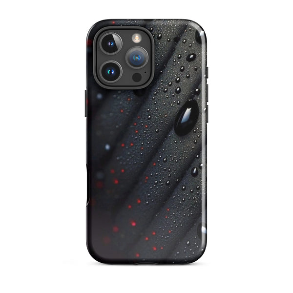 Droplets on Black Case | iPhone 16 Pro Max Sleek Modern Shell | Iconskins
