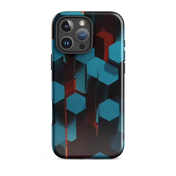 Blue Hexagon Array | iPhone 11 - 16 Pro Max Modern Geometric Shell | Iconskins
