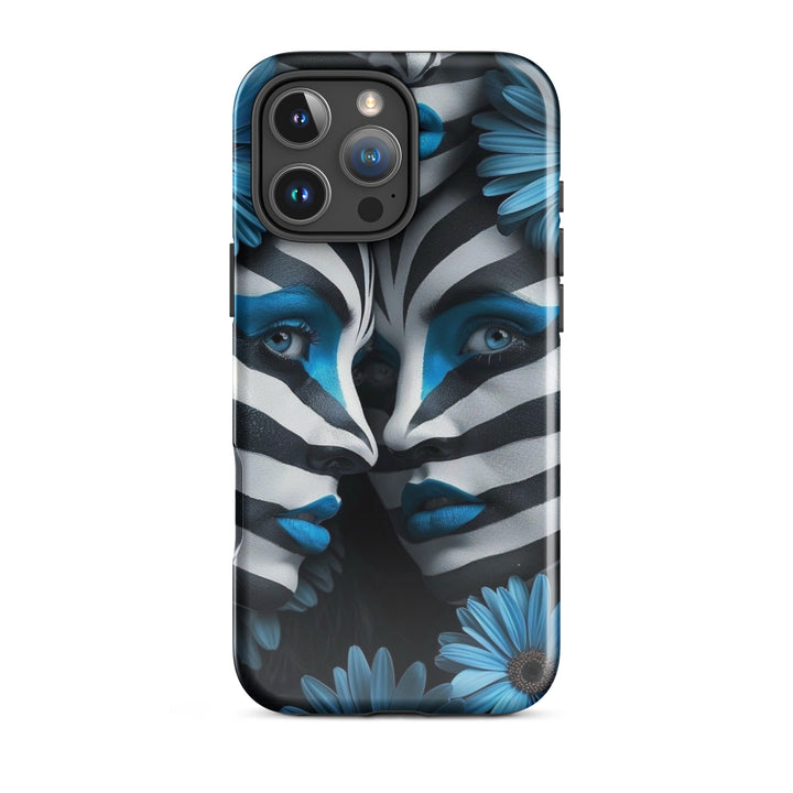 Blue Zebra Flowers Case | iPhone 11 - 16 Pro Max Bold Floral Design | Iconskins
