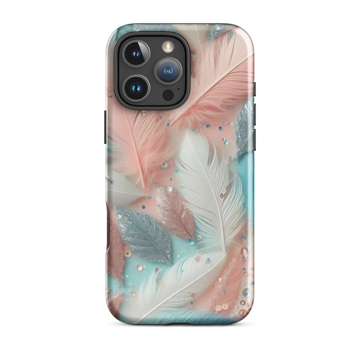 Feathered Glitter Finish Case | iPhone 11–16 Pro Max Shimmer Shell | Iconskins