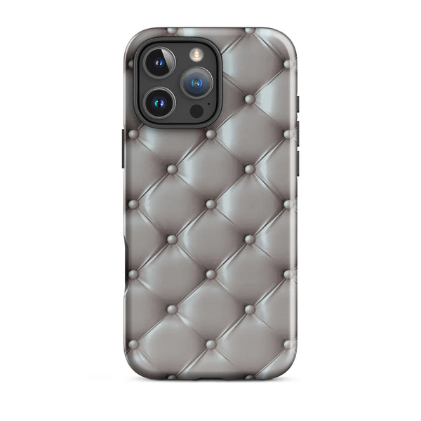 White Tufted Pattern Case | iPhone 11 - 16 Pro Max Luxury Shell | Iconskins