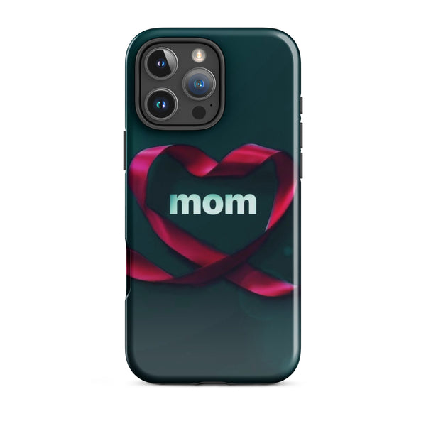 Mom Ribbon Heart Case | iPhone 11 - 16 Pro Max Shell | Icon Skins