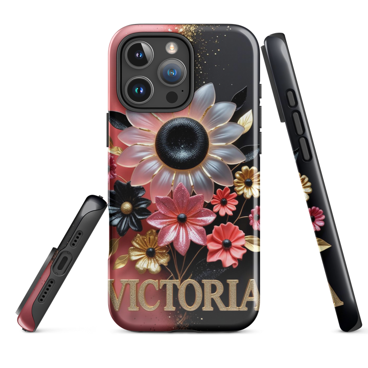 Black and Pink Floral Case – iPhone 16 Pro  Max Luxury Shell | Icon Skins