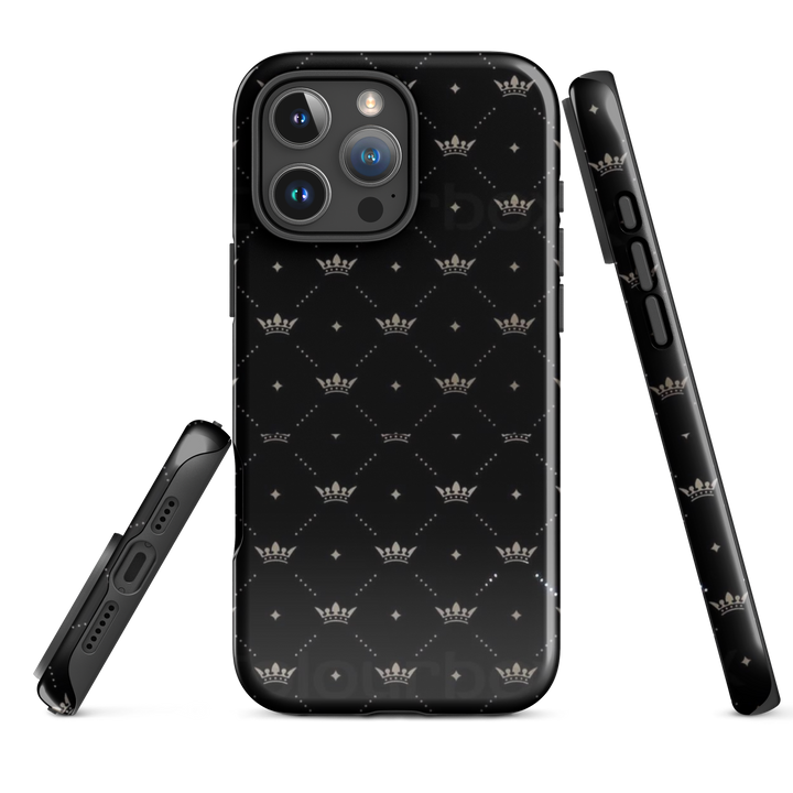 Black Crown Pattern Case | iPhone 11 - 16 Pro Max Royal Shell | Icon Skins