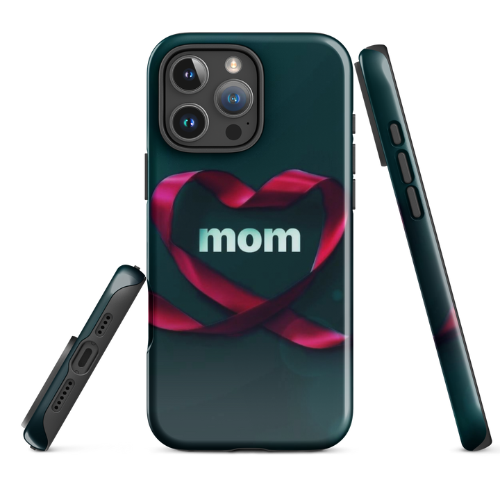 Mom Ribbon Heart Case | iPhone 11 - 16 Pro Max Shell | Icon Skins