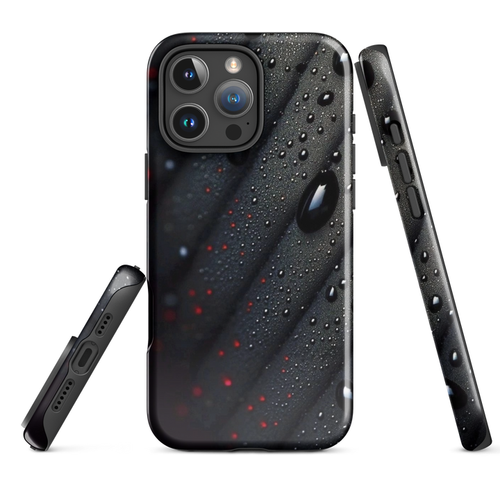 Droplets on Black Case | iPhone 16 Pro Max Sleek Modern Shell | Iconskins