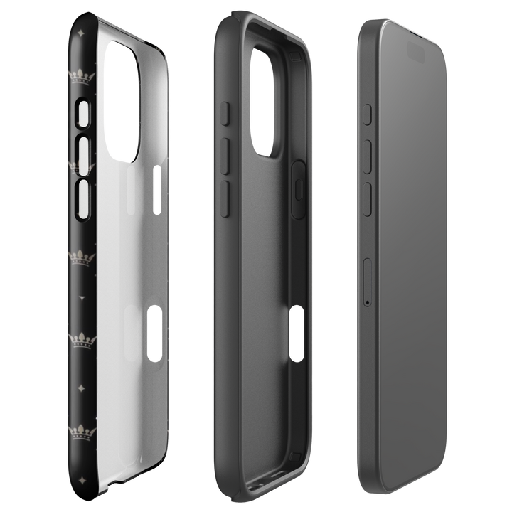 Black Crown Pattern Case | iPhone 11 - 16 Pro Max Royal Shell | Icon Skins